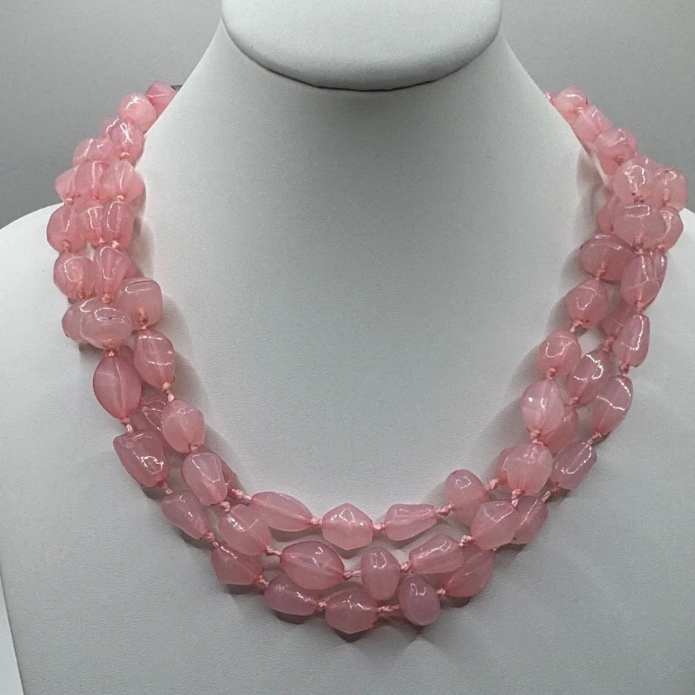 Charming Charlie Blush Pink 3 Strand Layered Necklace - Picture 2 of 5
